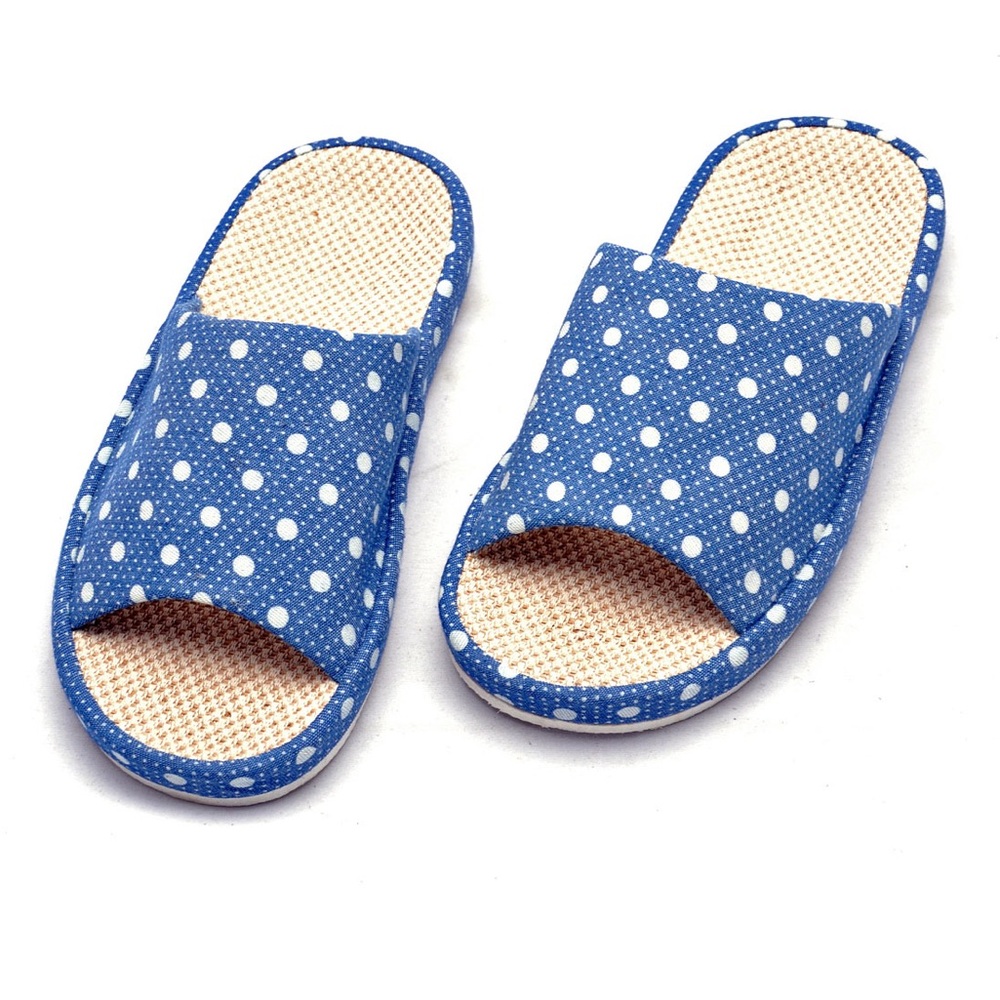 Blue Slide Slippers with White Dots
